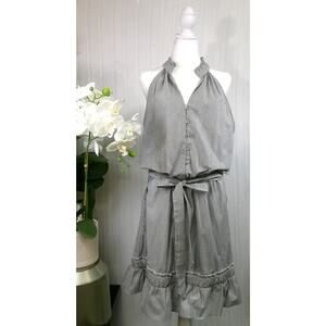 Takara Sleeveless Navy Blue/White Stripped Dress W/Pockets-Women's XL